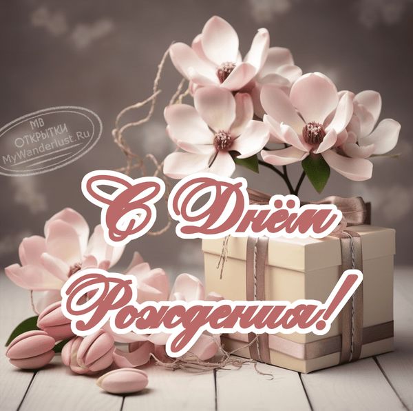 Красивые цветы рядом с подарочной коробкой