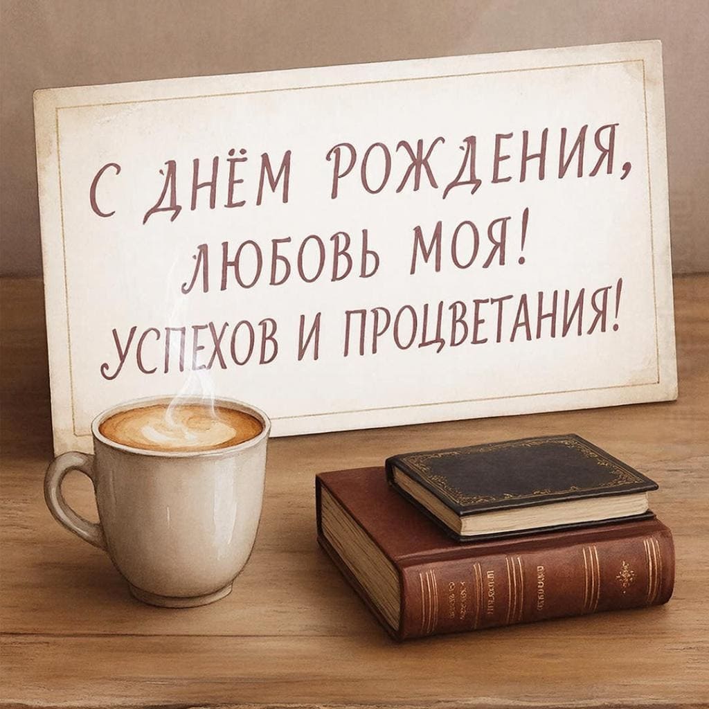 Книга моды и чашка капучино - С Днём Рождения, красотуля! Успехов и процветания!