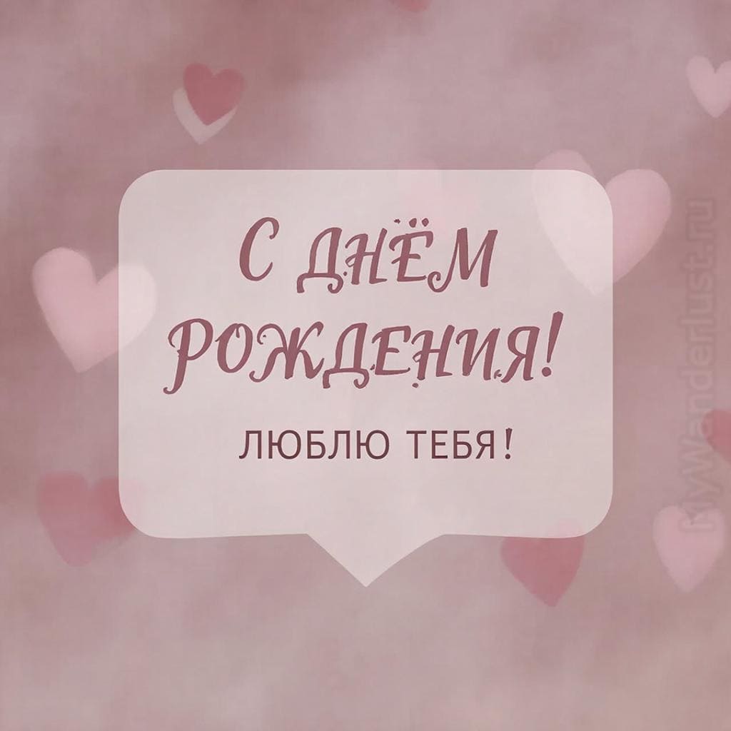 Нежный фон с сердечками - С Днём Рождения! Люблю тебя!