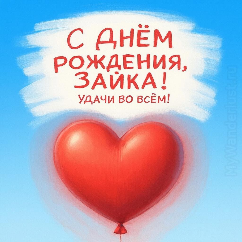 Воздушный шарик в форме сердечка - С Днём Рождения, крошка! Удачи во всём!