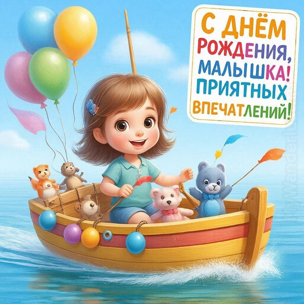 Яркий кораблик на озере — первая прогулка - С Днём Рождения, малышка! Приятных впечатлений!
