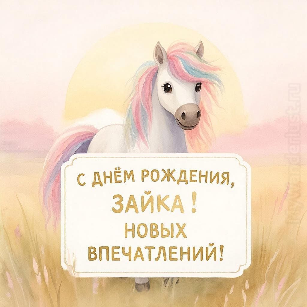 Весёлый пони с цветной гривой - С Днём Рождения, зайка! Новых впечатлений!
