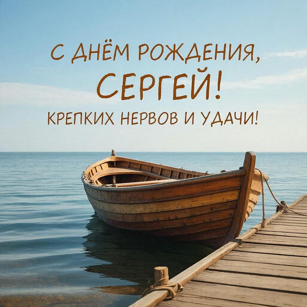 Лодка у причала — С днём рождения, Сергей! Тишины и удачи.