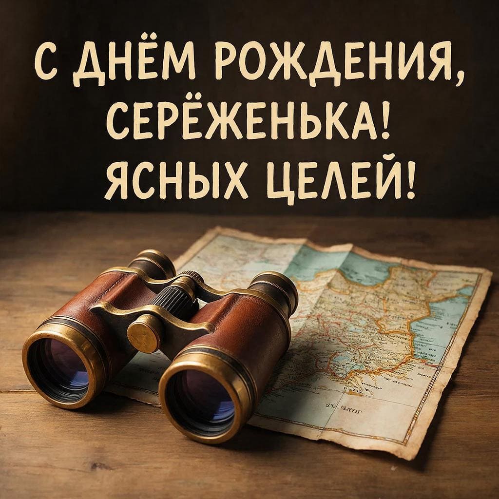 Бинокль и карта — С днём рождения, Серёженька! Ясных целей.
