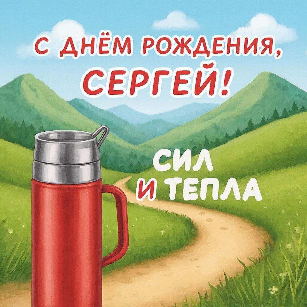 Термос и горная тропа — С днём рождения, Сергей! Сил и тепла.