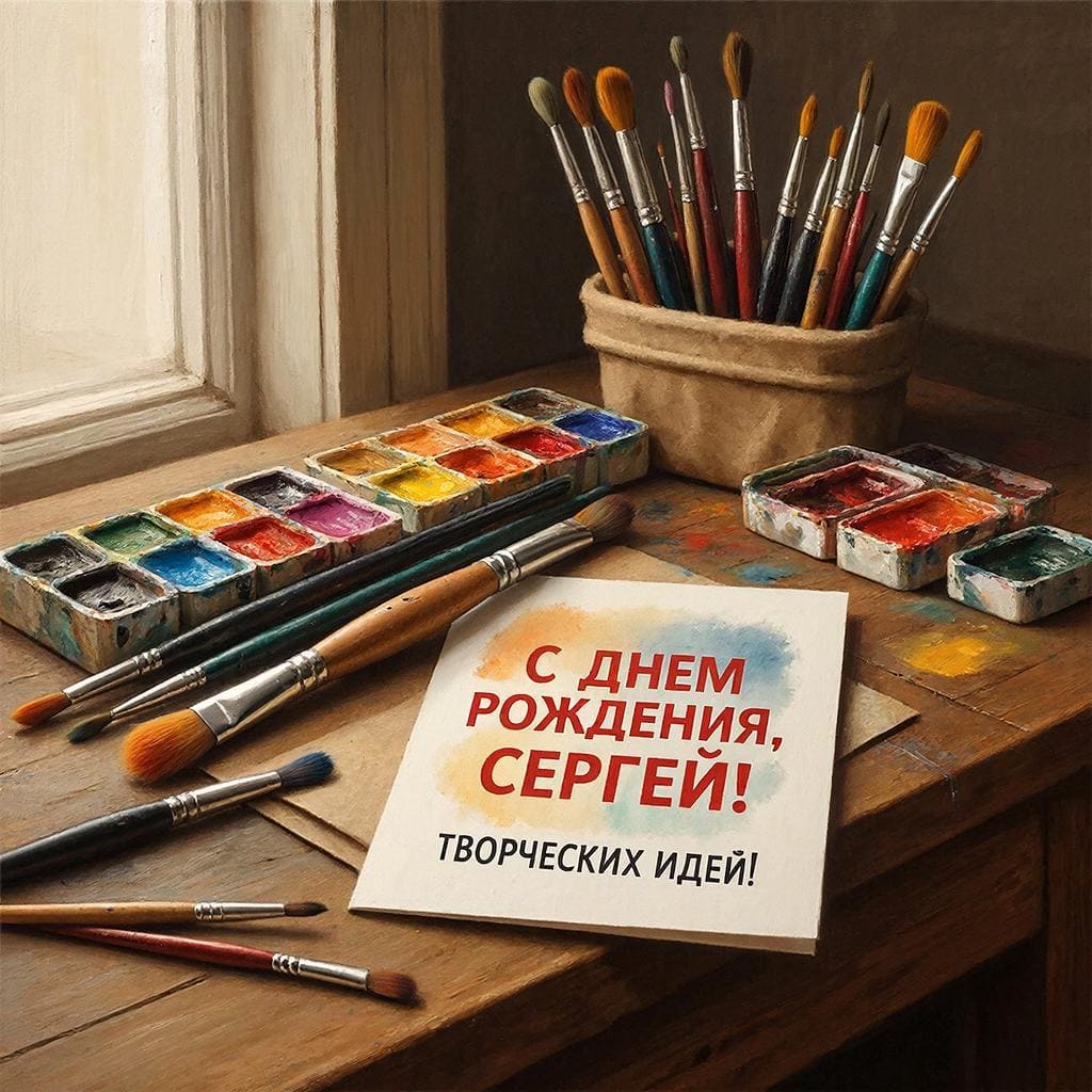 Палитра и кисть — С днём рождения, Сергей! Творческих идей.