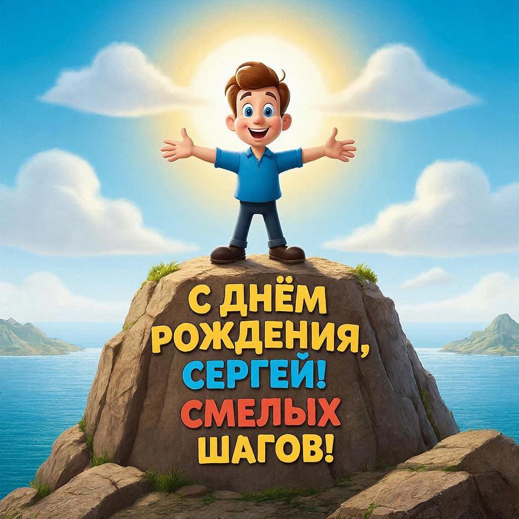 Фигура на скале — С днём рождения, Сергей! Смелых шагов.