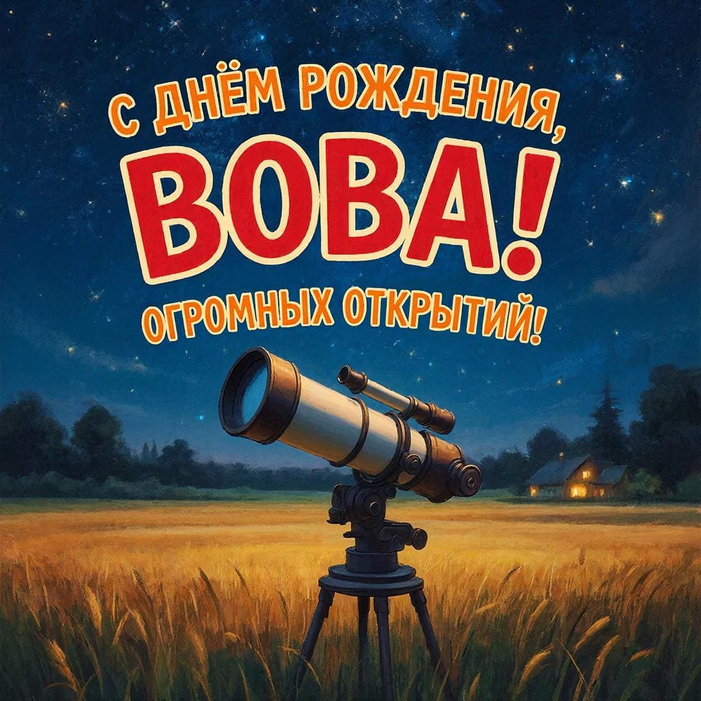 Полевой телескоп под звёздами — С днём рождения, Владимир! Огромных открытий