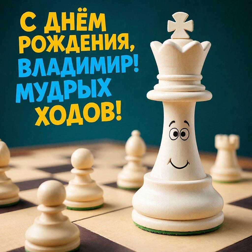 Шахматная фигура (король) — С днём рождения, Владимир! Мудрых ходов