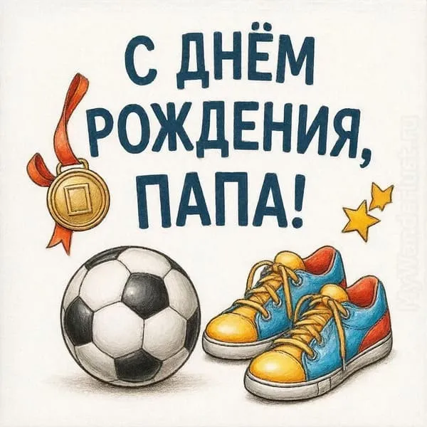 Спортивная тематика: мяч, кроссовки, медаль — Силы и побед