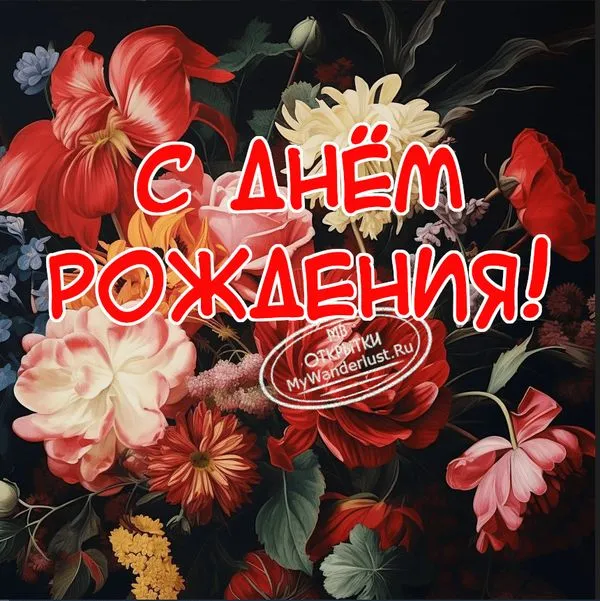 Картинка с пожеланием ко дню рождения для с цветами