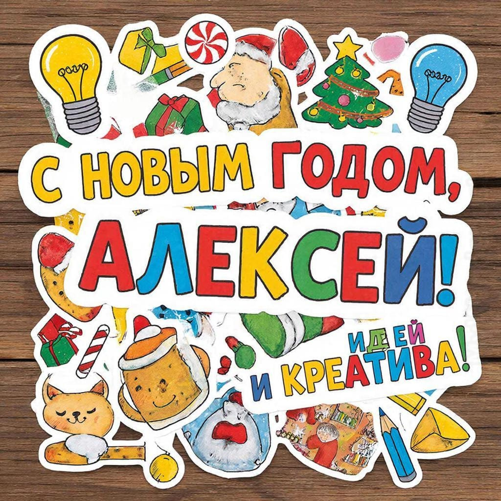 Мозговой штурм у доски, стикеры с идеями — «С Новым годом, Алексей! Идей и креатива.»