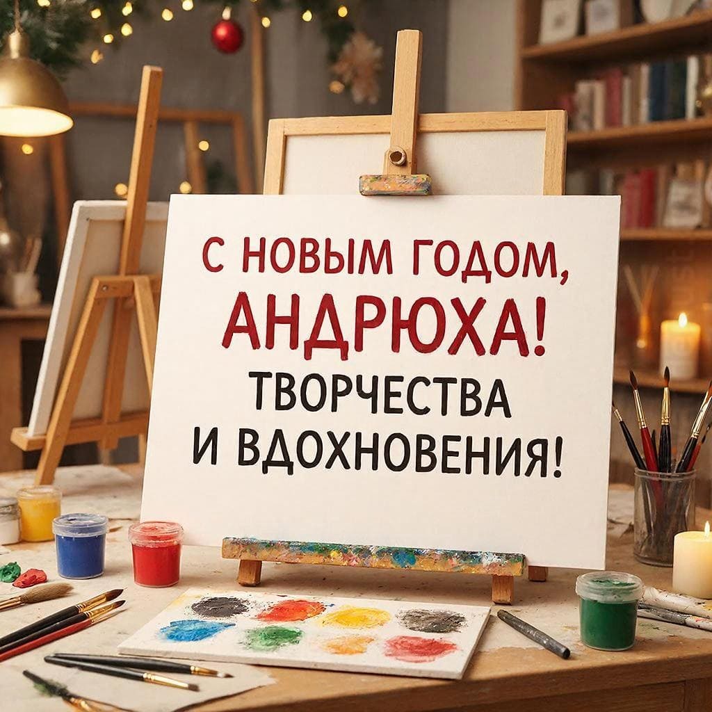 Творческая мастерская: краски, кисти, холст — «С Новым годом, Андрюшка! Творчества и вдохновения.»