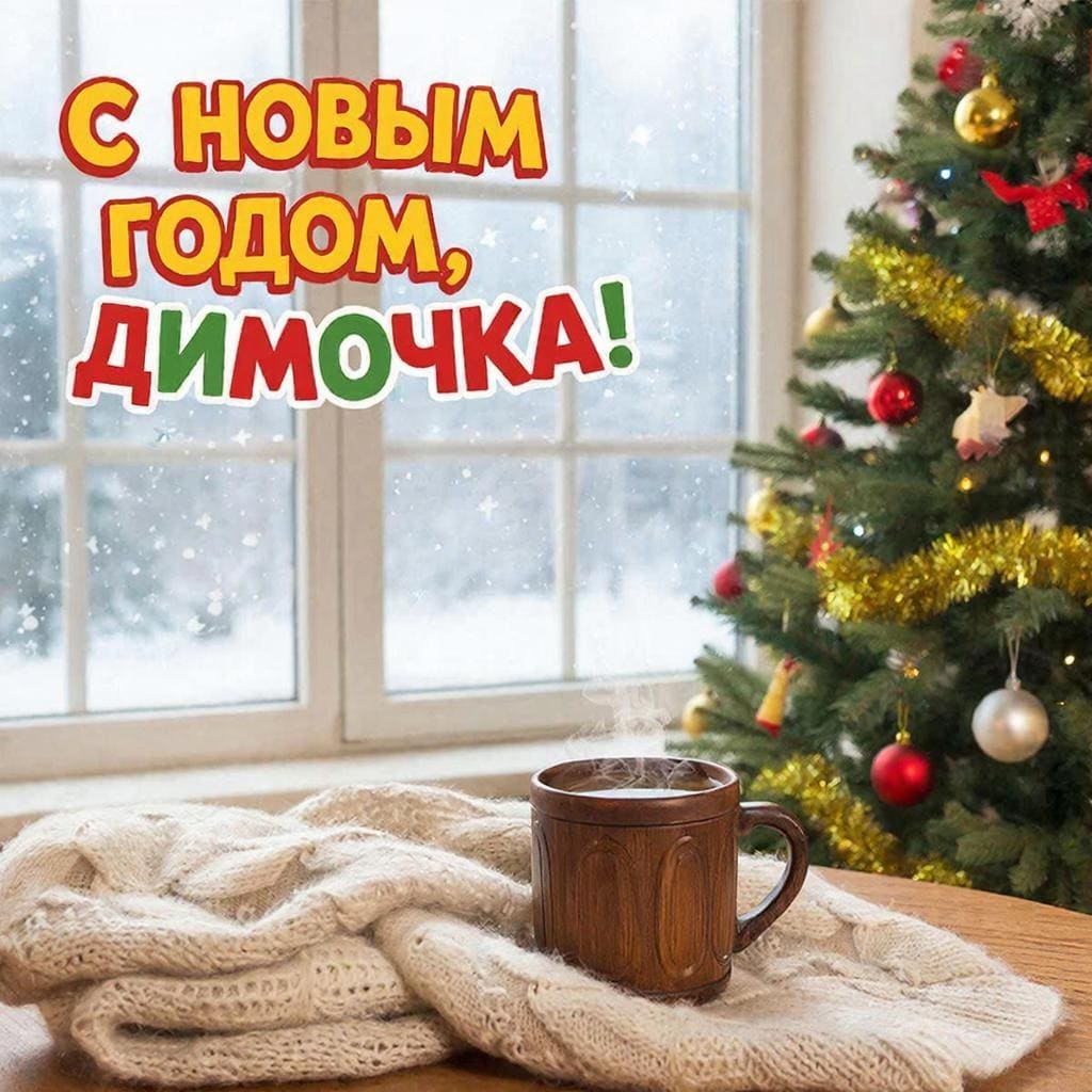 Коробка с имбирными пряниками и красочной лентой на кухне — «С Новым годом, Дима! Радости и вкуса.»