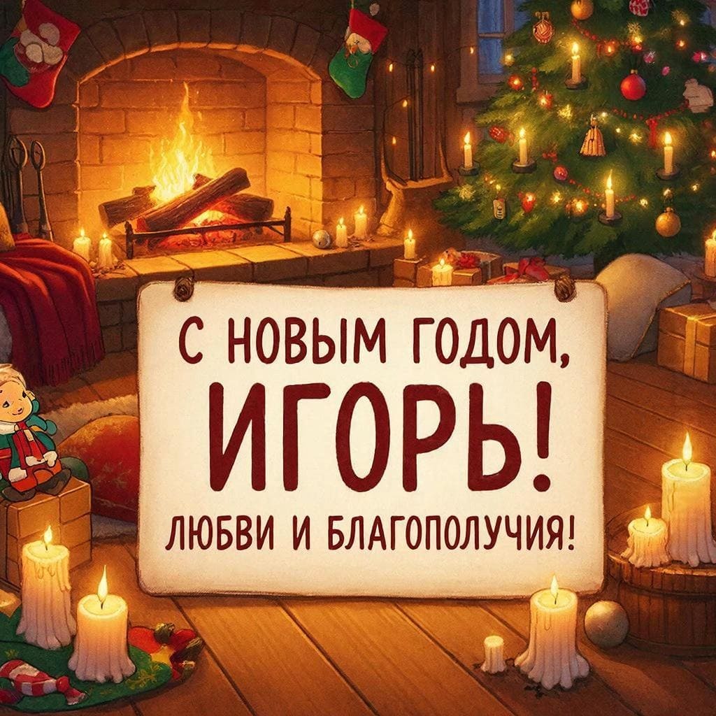 Домашний очаг, ёлка и свечи — «С Новым годом, Игорь! Любви и благополучия!»