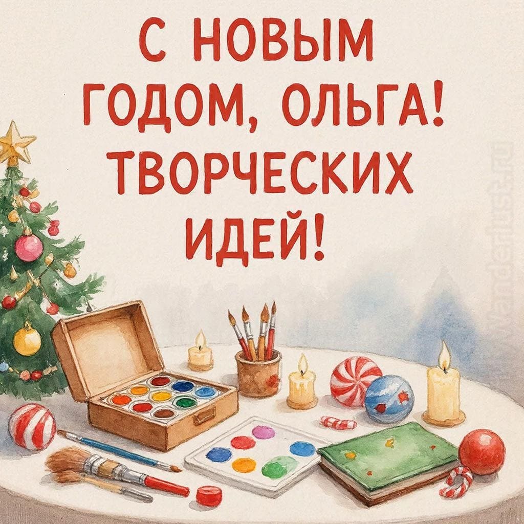 Маленький набор для рисования акварелью — С Новым годом, Ольга! Творческих идей