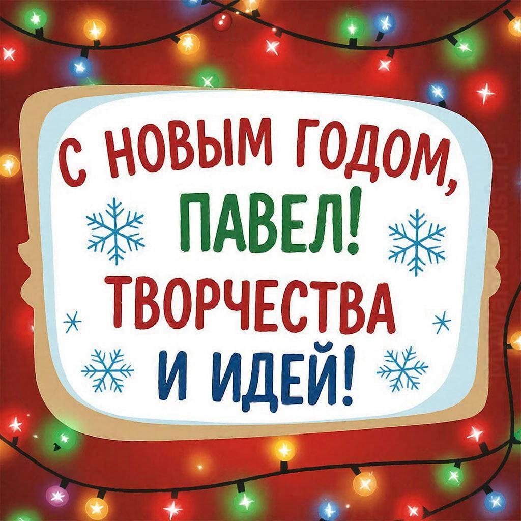 Фон и гирлянды — «С Новым годом, Павел! Творчества и идей!»