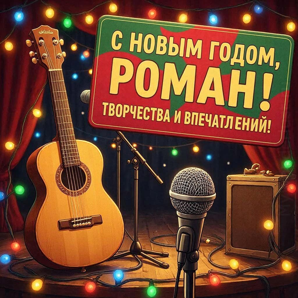 Гитара, микрофон, сцена и новогодние гирлянды — «С Новым годом, Роман! Творчества и впечатлений!»
