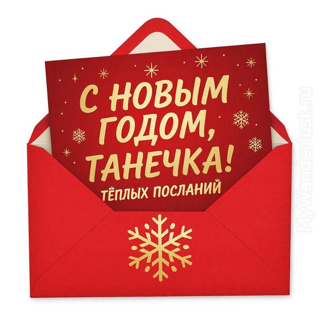 Письмо в конверте с печатью (каллиграфия) — С Новым годом, Танечка! Тёплых посланий